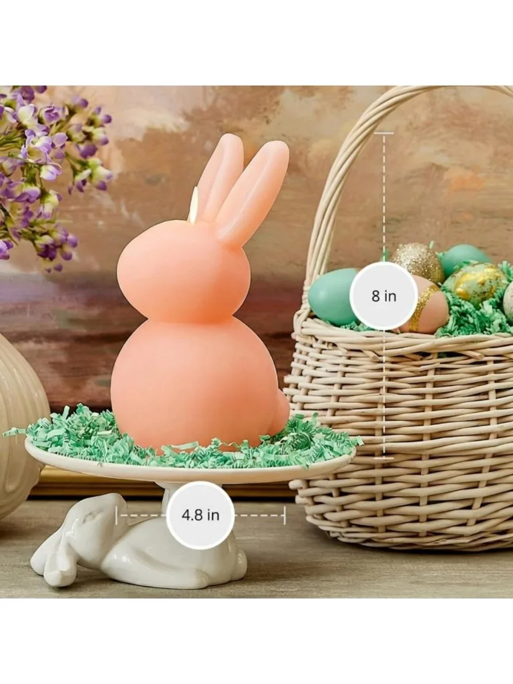 Flameless Easter Bunny Candle - Mellow Peach, 4.5